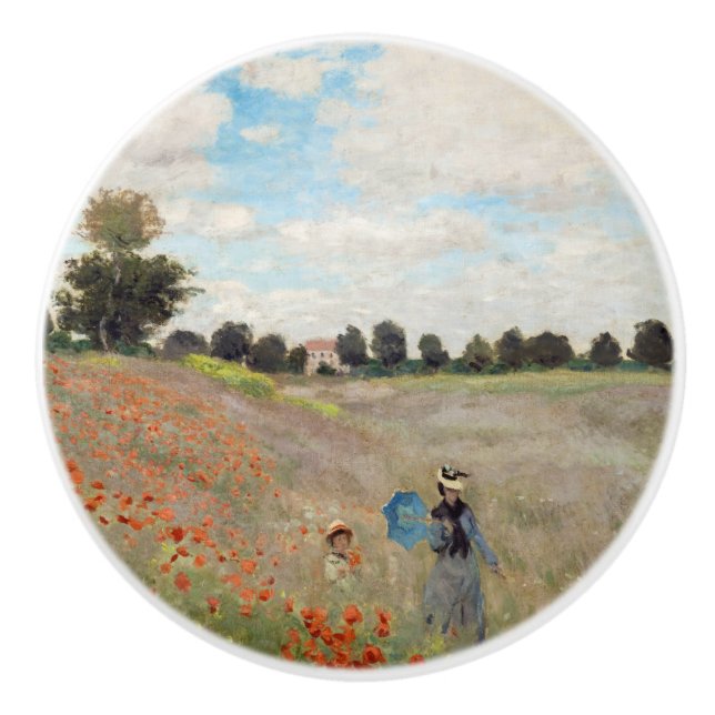 Bouton De Porte En Céramique Claude Monet - Champ de pavot (Devant)