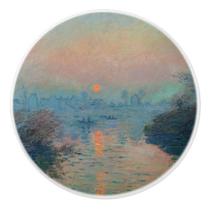 Bouton De Porte En Céramique Claude Monet - Coucher de soleil sur la Seine à La
