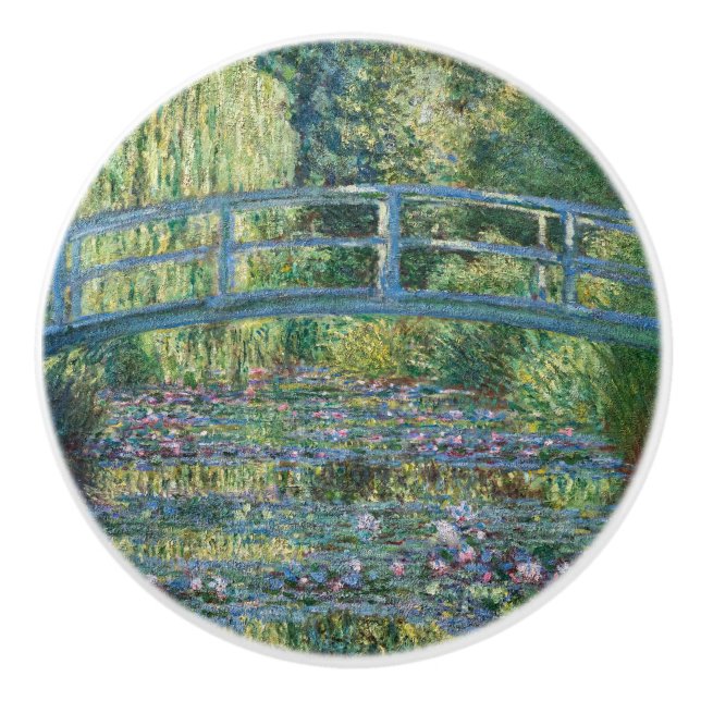 Bouton De Porte En Céramique Claude Monet - Eau Lily étang, Harmonie verte (Devant)