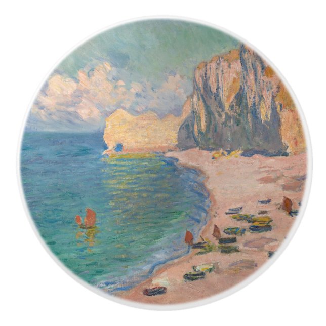 Bouton De Porte En Céramique Claude Monet - Etretat : Plage et Falaise d'Amont (Devant)