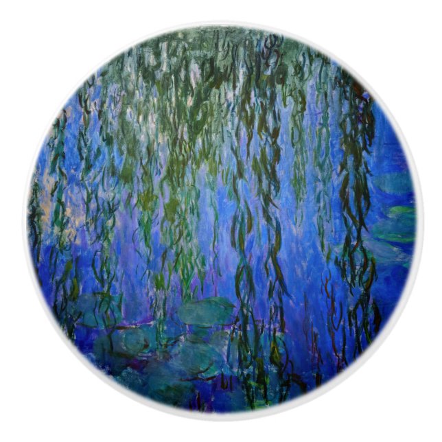 Bouton De Porte En Céramique Claude Monet - Lys d'eau avec saule plumant (Devant)