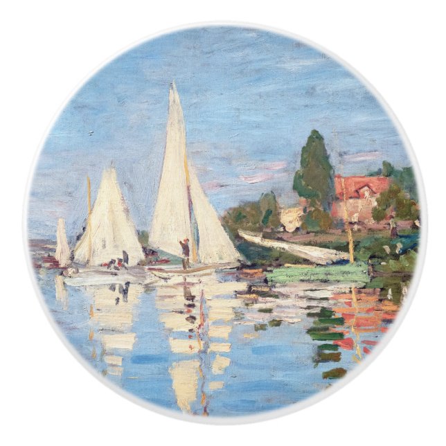 Bouton De Porte En Céramique Claude Monet - Regattas à Argenteuil (Devant)
