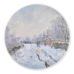 Bouton De Porte En Céramique Claude Monet - Scène de neige à Argenteuil