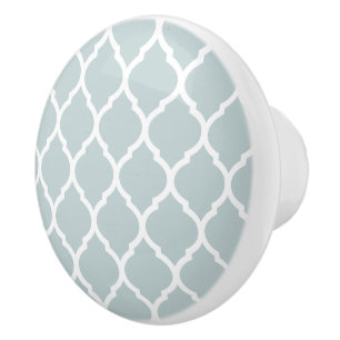 Bouton De Porte En Céramique Cloud Blue Maroc Quatrefoil