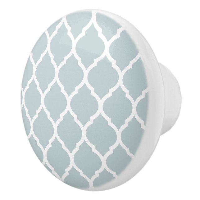 Bouton De Porte En Céramique Cloud Blue Maroc Quatrefoil (Droite)