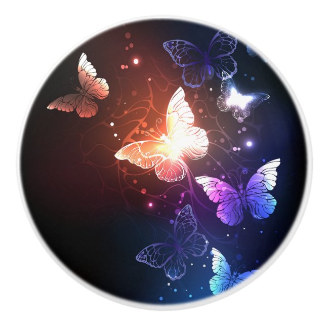 Bouton De Porte En Céramique Clowing Night Butterflies (Devant)