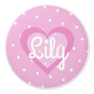 Bouton De Porte En Céramique Coeur assez rose