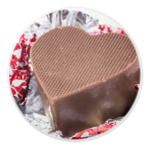 Bouton De Porte En Céramique Coeur chocolat