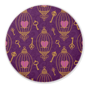 Bouton De Porte En Céramique Coeur-clé-motif