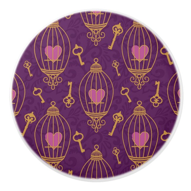 Bouton De Porte En Céramique Coeur-clé-motif (Devant)