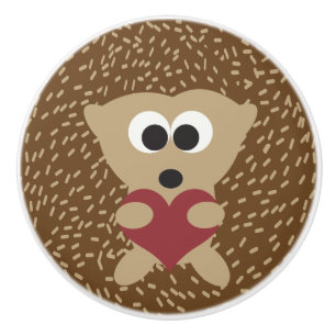 Bouton De Porte En Céramique Coeur d'accrochage de hérisson