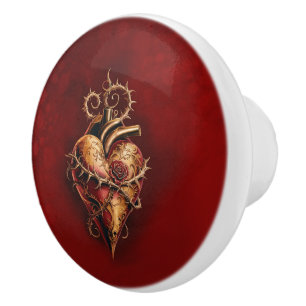 Bouton De Porte En Céramique Coeur de passion romance et amour.