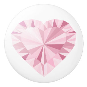 Bouton De Porte En Céramique Coeur rose brillant