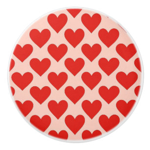 Bouton De Porte En Céramique Cœur rouge traditionnel de la Saint-Valentin
