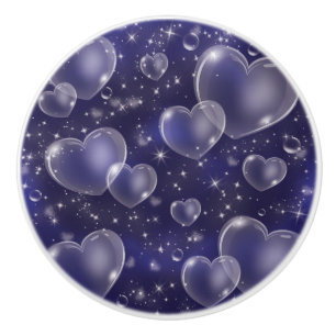 Bouton De Porte En Céramique Coeurs Bleus Bubble mignonne fille