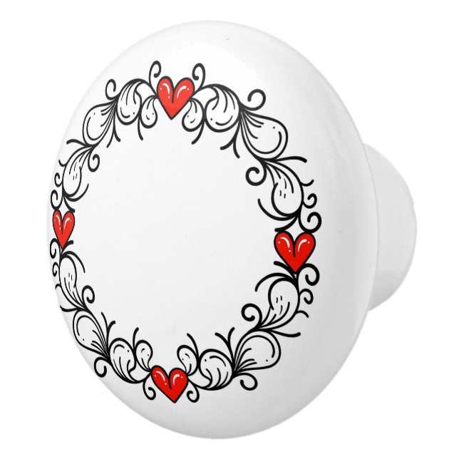 Bouton De Porte En Céramique Coeurs Ceramic Knob (Droite)