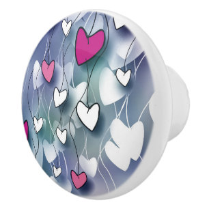 Bouton De Porte En Céramique Coeurs Ceramic Knob
