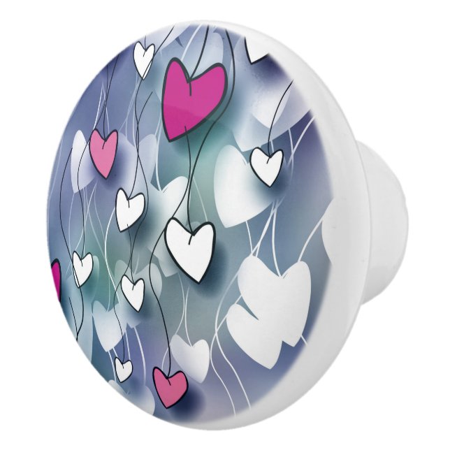 Bouton De Porte En Céramique Coeurs Ceramic Knob (Droite)