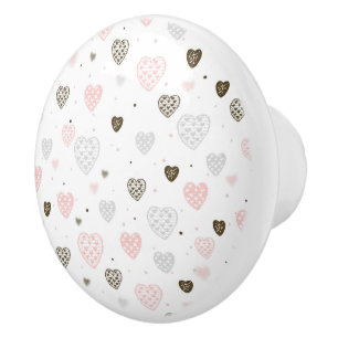 Bouton De Porte En Céramique Coeurs Ceramic Knob