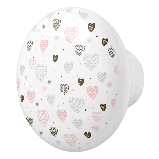 Bouton De Porte En Céramique Coeurs Ceramic Knob (Droite)