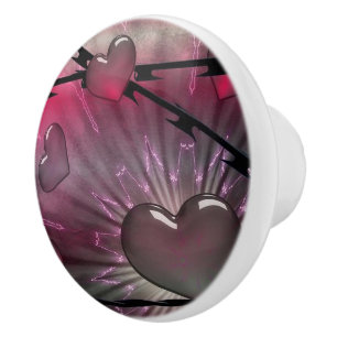 Bouton De Porte En Céramique Coeurs Ceramic Knob