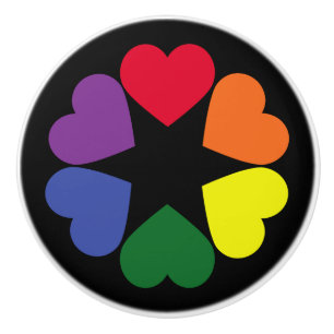 Bouton De Porte En Céramique Coeurs de fierté LGBT