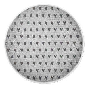 Bouton De Porte En Céramique Cœurs Fantaisistes Burlap Gris Maison de Ferme Rus