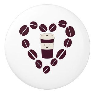 Bouton De Porte En Céramique Coffee Cup Love