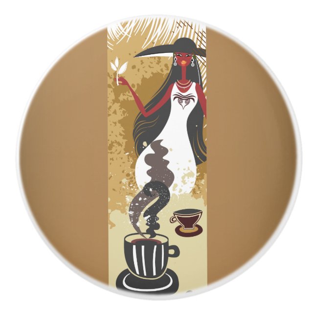 Bouton De Porte En Céramique Coffee Girl Ceramic Knob (Devant)