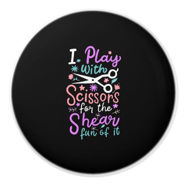 Bouton De Porte En Céramique Coiffeur coiffeur cadeau coiffeur (Devant)