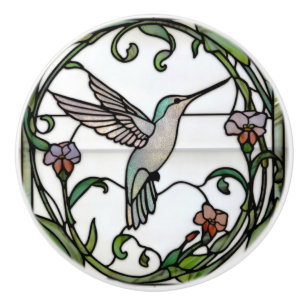 Bouton De Porte En Céramique Colibri art nouveau en verre teinté élégant