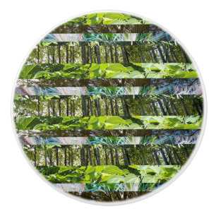 Bouton De Porte En Céramique Collage De Photos Feuilles Et Arbres En Bandes Cou