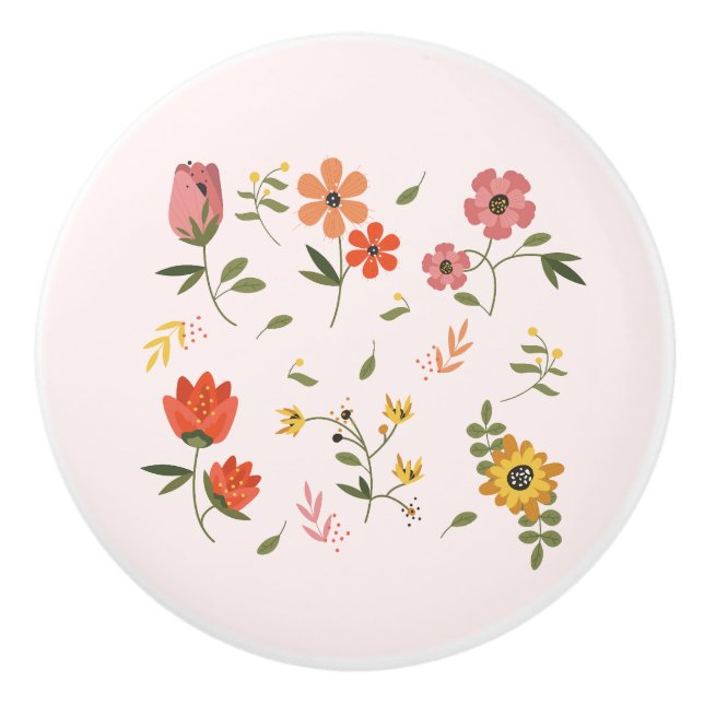 Bouton De Porte En Céramique collection de fleurs (Devant)