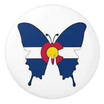 Colorado drapeau papillon en céramique bouton d'at