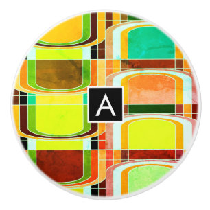 Bouton De Porte En Céramique Coloré Funky Retro Inspiré