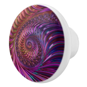 Bouton De Porte En Céramique Coloré Super Trippy Funky Spiral Fractal Art