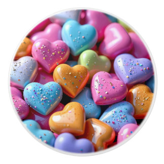 Bouton De Porte En Céramique Colorful Candy Love Hearts