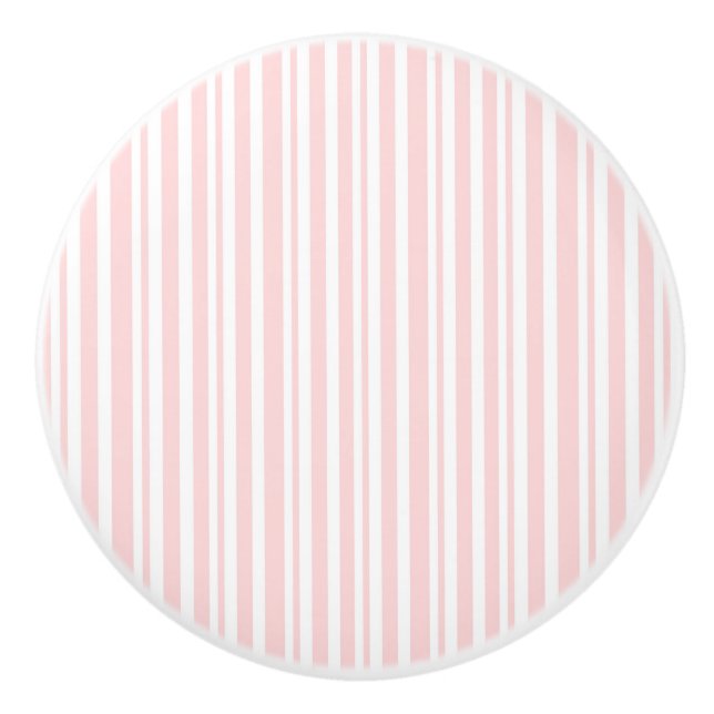Bouton De Porte En Céramique Commode à rayures roses et blanches (Devant)