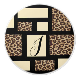 Bouton De Porte En Céramique Commode de chambre à impression léopard bloc de co