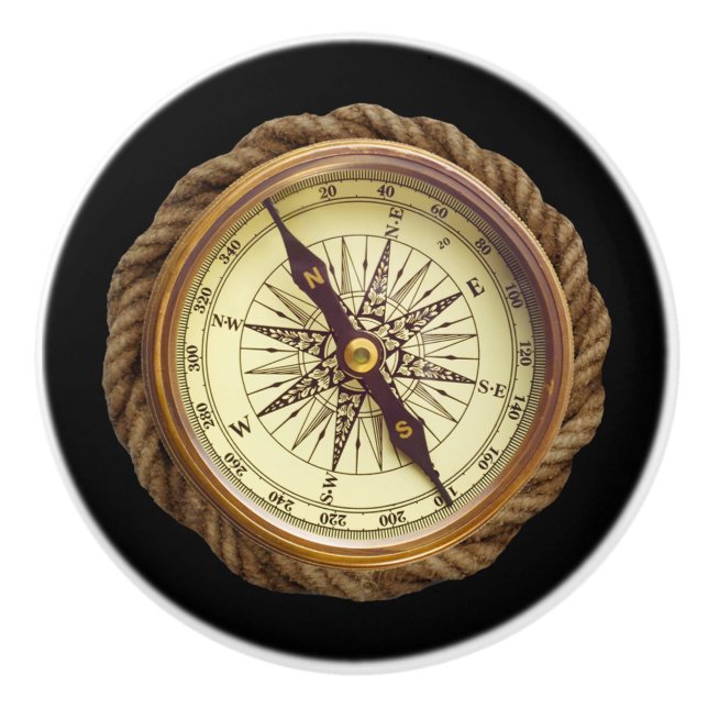 Bouton De Porte En Céramique Compass du navire ~ Appareil de navigation ~ * ~ ~ (Devant)
