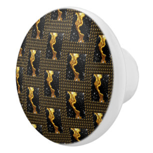 Bouton De Porte En Céramique Concepteur Liquide Or Noir Monochrome Luxe Achem