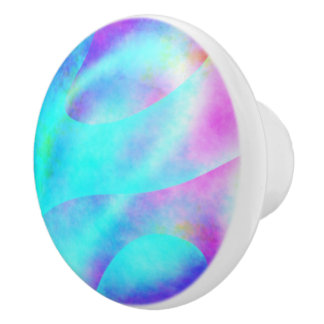 Bouton De Porte En Céramique Conception Abstraite de la bande de flux arc-en-ci