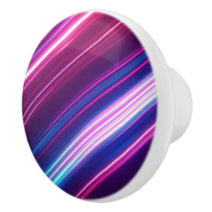 Bouton De Porte En Céramique Conception Abstraite de Traînées de Lumière Néon M