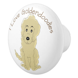 Bouton De Porte En Céramique Conception de chien de Goldendoodle