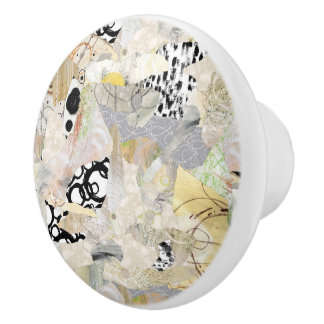 Bouton De Porte En Céramique Conception de collage abstrait élégant neutre