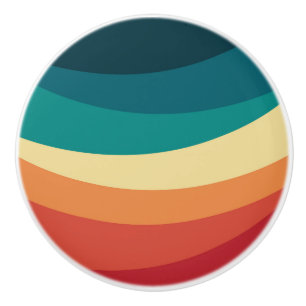 Bouton De Porte En Céramique Conception de courbes colorées de style rétro