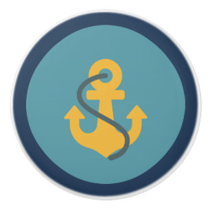 Bouton De Porte En Céramique Conception de design de vie côtière, Ancre Bleue