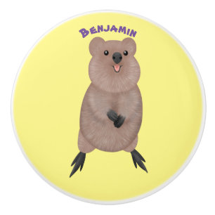 Bouton De Porte En Céramique Conception de dessin animé de quokka mignon souria