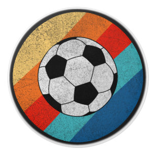 Bouton De Porte En Céramique Conception de football sur un arrière - plan rétro