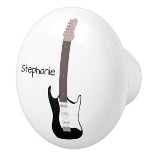 Bouton De Porte En Céramique Conception de guitare électrique noire personnalis